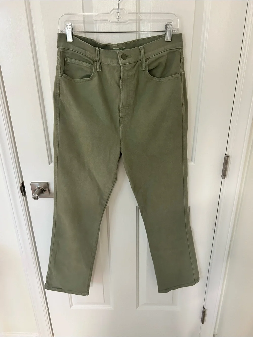 Mother High Waisted Smokin Double Ankle Jeans Oil Green - Picture 2 of 7